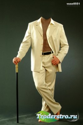 Шаблон для фотошопа - мужчина в стильном костюме и с тростью